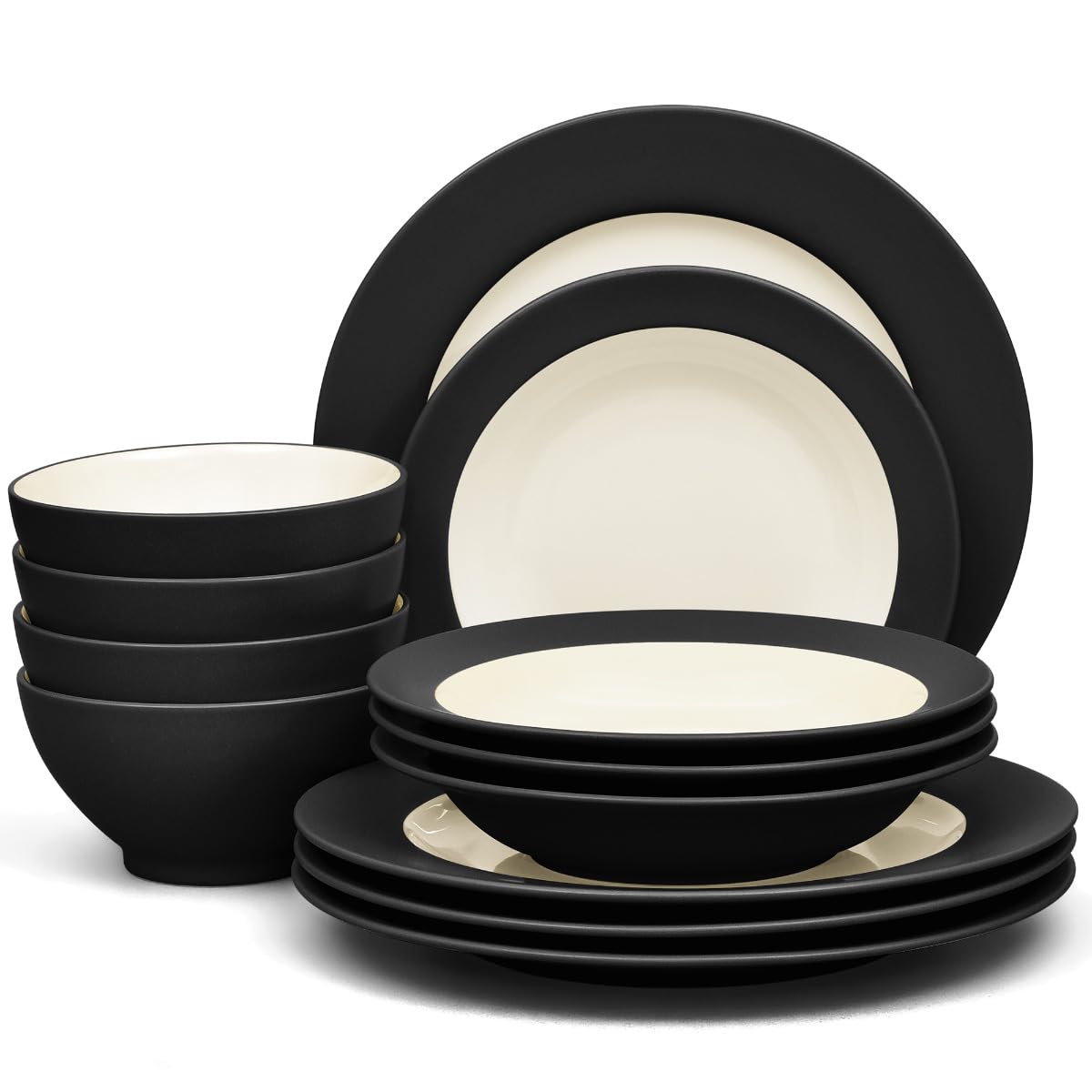 Amazon.com | Noritake Colorwave Graphite 12-Piece Rim Dinnerware